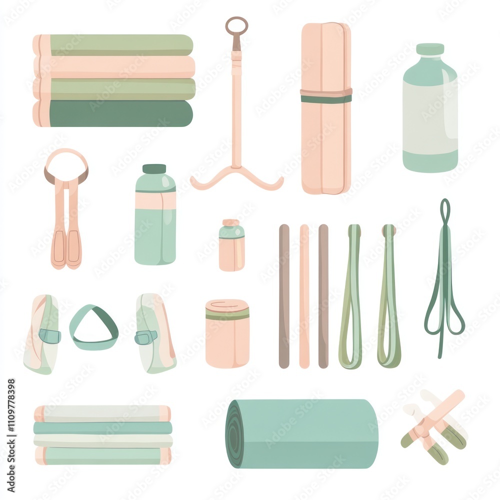 Yoga and fitness accessories flat lay. Yoga and fitness accessories flat lay.