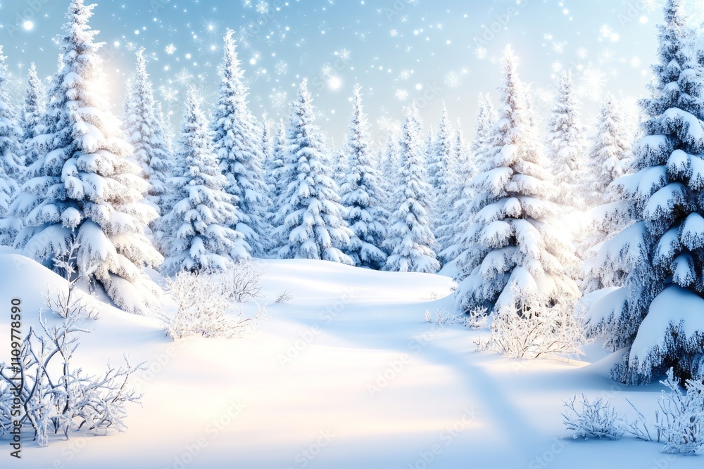 Winter landscape with snowy trees, starry sky, and serene nature scene. Winter landscape with snowy trees, starry sky, and serene nature scene.