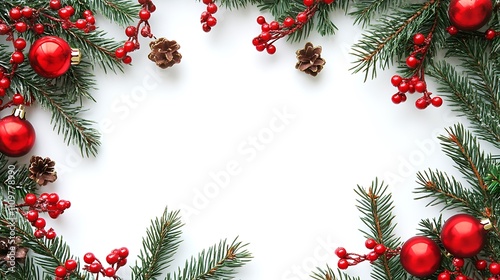 A Christmas frame border on a white background, offering space for text or pictures.