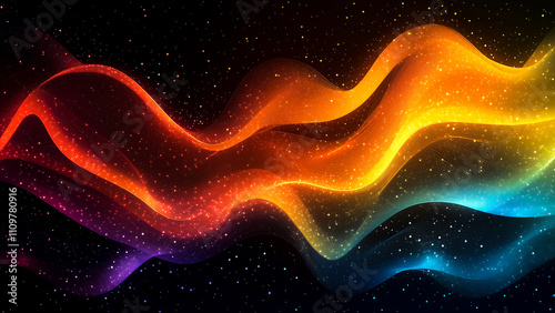 Vibrant abstract vector featuring gradient spheres and flowing ribbons, perfect for professional corporate presentations.