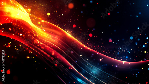 Vibrant abstract vector featuring gradient spheres and flowing ribbons, perfect for professional corporate presentations.