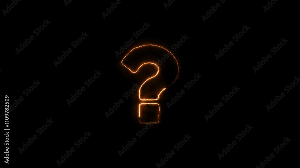 Neon glowing question mark icon animation. neon line question mark icon ...