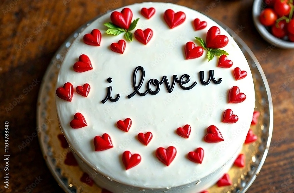 Naklejka premium White cake with the text 