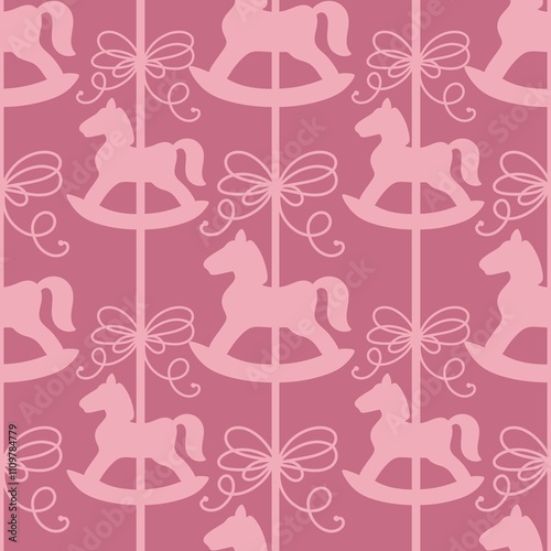 Christmas animals seamless horse pattern for wrapping paper and fabrics photo