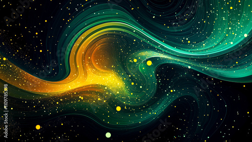 Vibrant abstract vector featuring gradient spheres and flowing ribbons, perfect for professional corporate presentations.