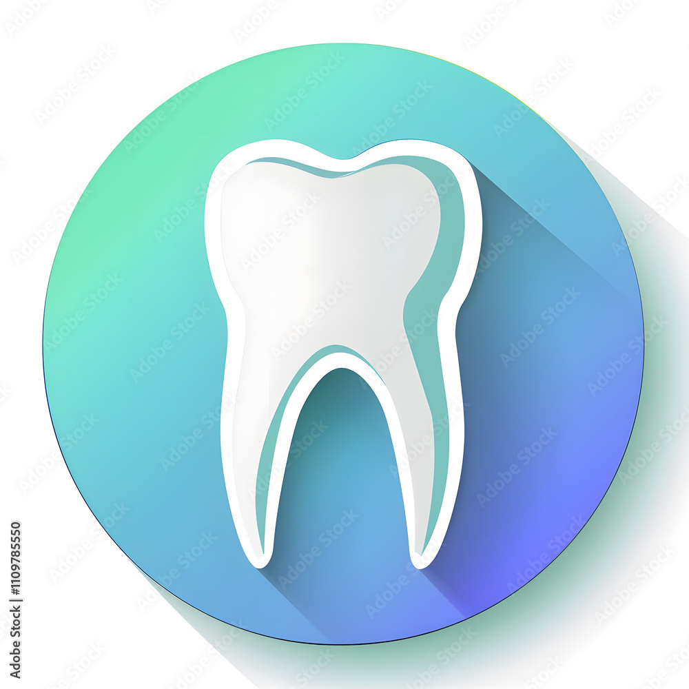 An electric blue tooth icon standing out on a vibrant azure and green circle, serving as a symbol of dental care and protection. Ideal as a logo or fashion accessory in the realm of art and plastic An electric blue tooth icon standing out on a vibrant azure and green circle, serving as a symbol of dental care and protection. Ideal as a logo or fashion accessory in the realm of art and plastic