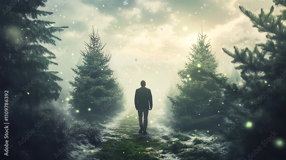 Solitude in a Winter Forest. Concept of introspection and contemplation. Solitude in a Winter Forest. Concept of introspection and contemplation.