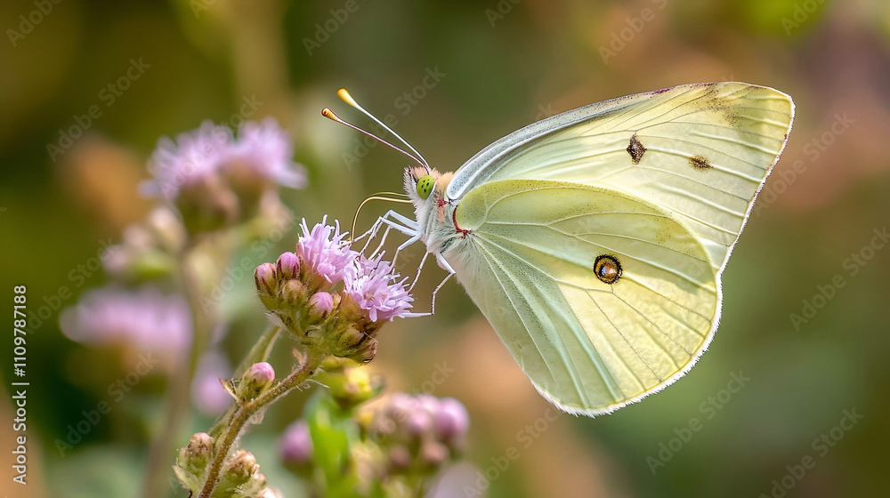 Delicate white butterfly perched on pink flowers
Delicate white butterfly perched on pink flowers