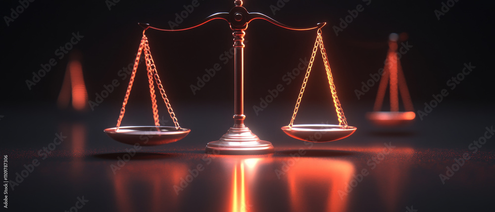 glowing balance scale symbolizes justice and fairness. glowing balance scale symbolizes justice and fairness.