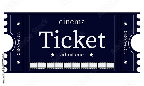 cinema ticket black white, White cinema ticket with barcode template isolated on white background. Vector design element