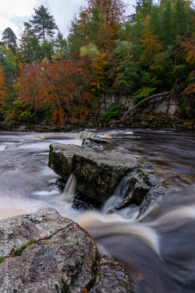 Waterfall in Autumnal woodland setting Waterfall in Autumnal woodland setting