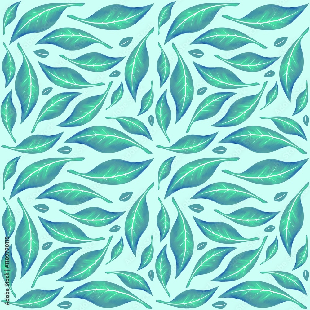Fototapeta premium Leaves seamless pattern, plants print