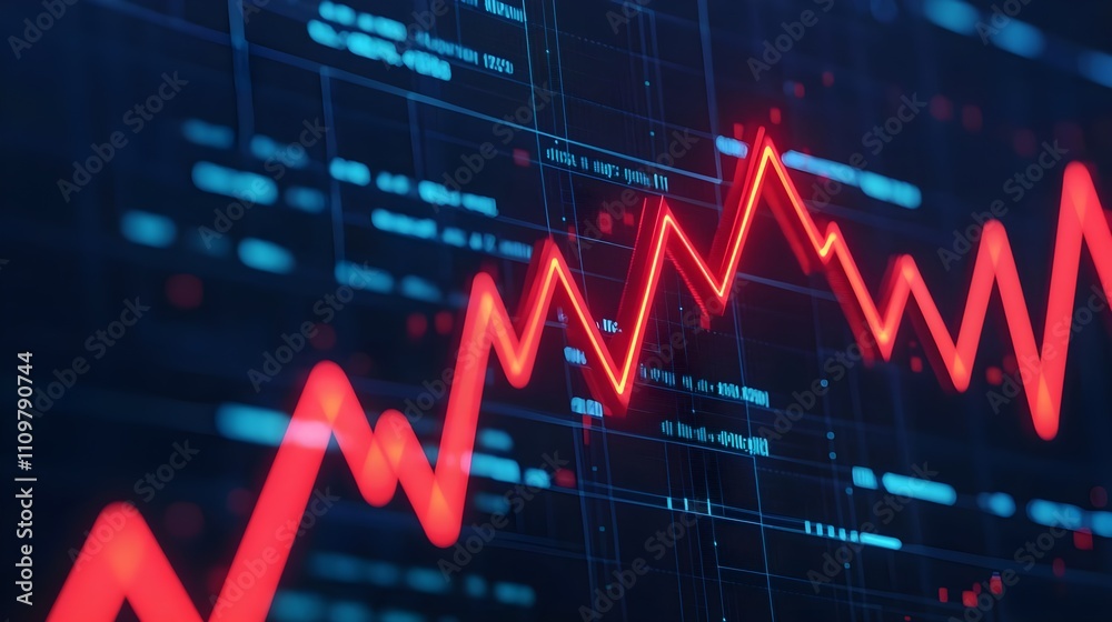 Red Stock Market Chart Decline, Financial Crisis, Data Graph