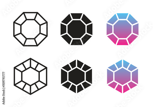 Vector Diamond Icon Set. Diamond Symbols Flat Design
