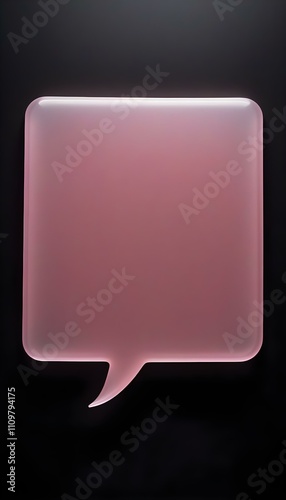 a blank rectangle speech bubble on a solid black background, featuring a subtle glossy finish to mimic a glassy appearance create with ai