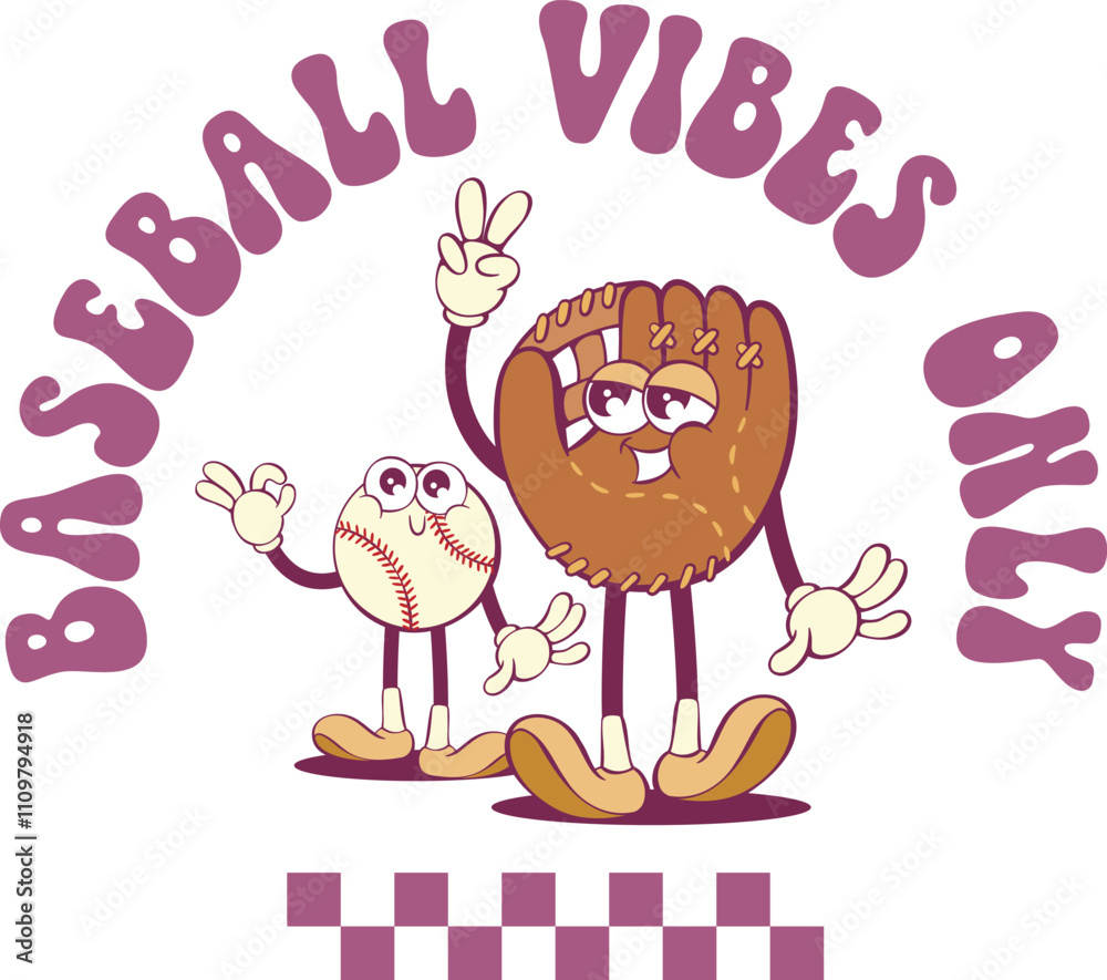 Fototapeta premium Retro groovy character design, vintage cartoon mascot sublimation design