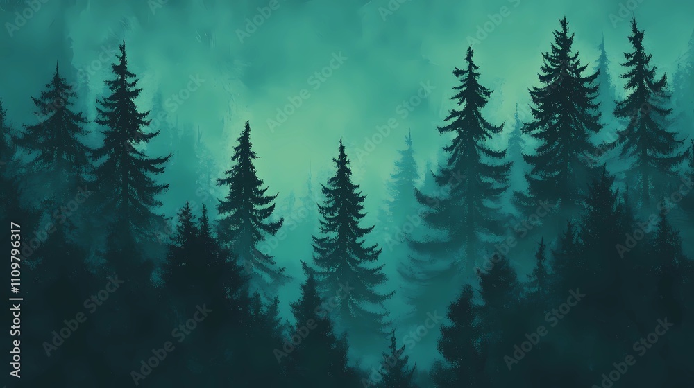 Obraz premium Mystical forest artwork blending pyrography textures with digital art techniques for a magical and atmospheric visual experience.