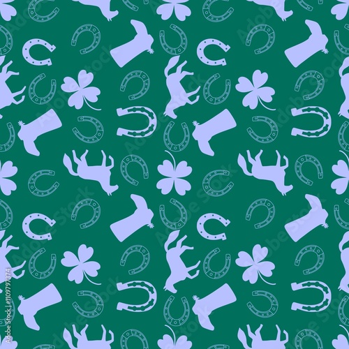 Christmas animals seamless horse pattern for wrapping paper and fabrics photo