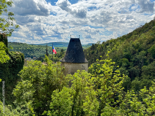 Karlstejn, Czech republic - May 19, 2024. Exterior of famous castle in sunny day  photo