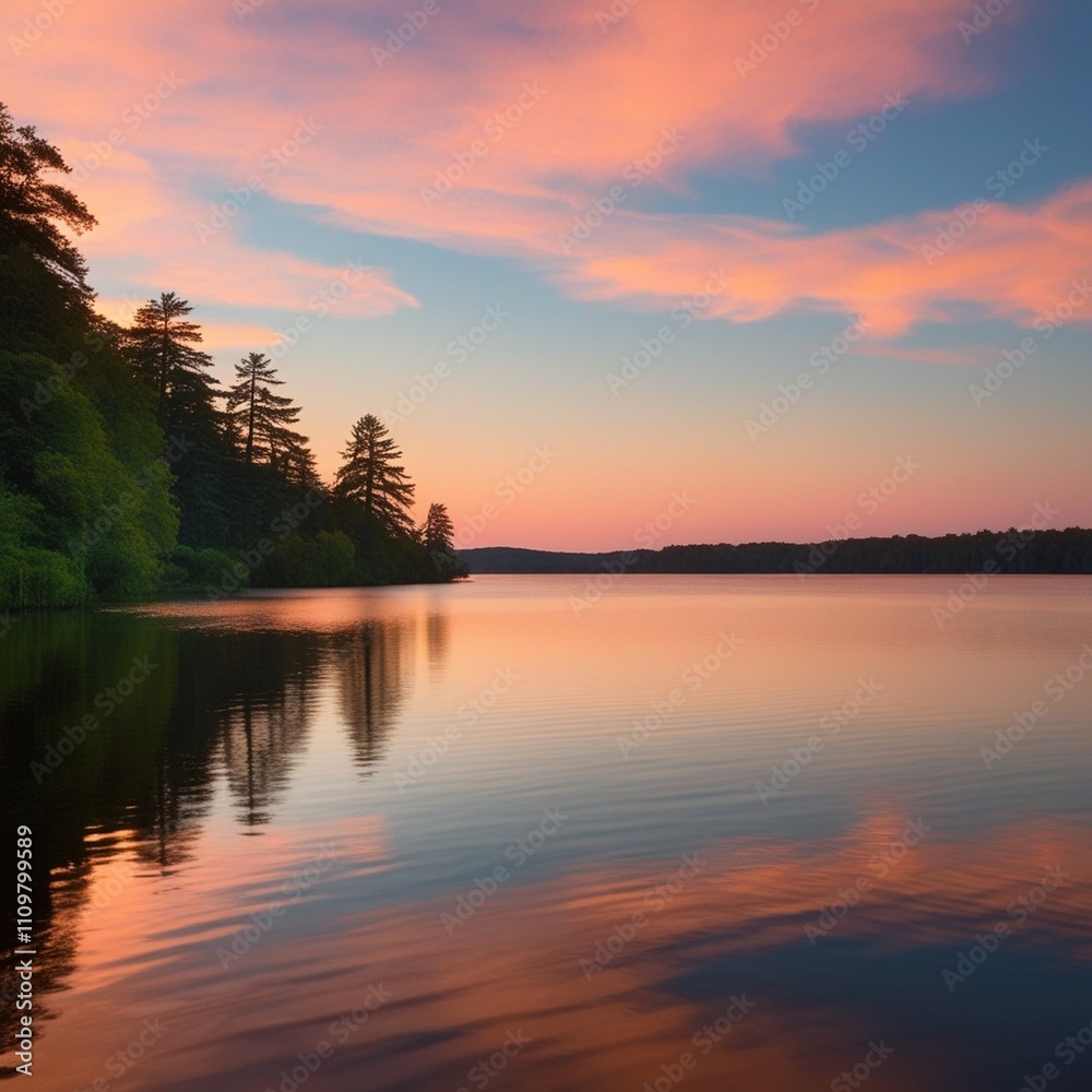 Obraz premium sunset over the lake