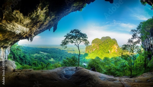 landscape of cave and tree hup pa tat uthai thani thailand photo