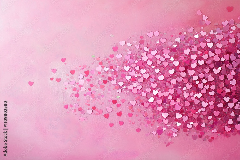 Fototapeta premium Pink background with many pink hearts scattered all over it