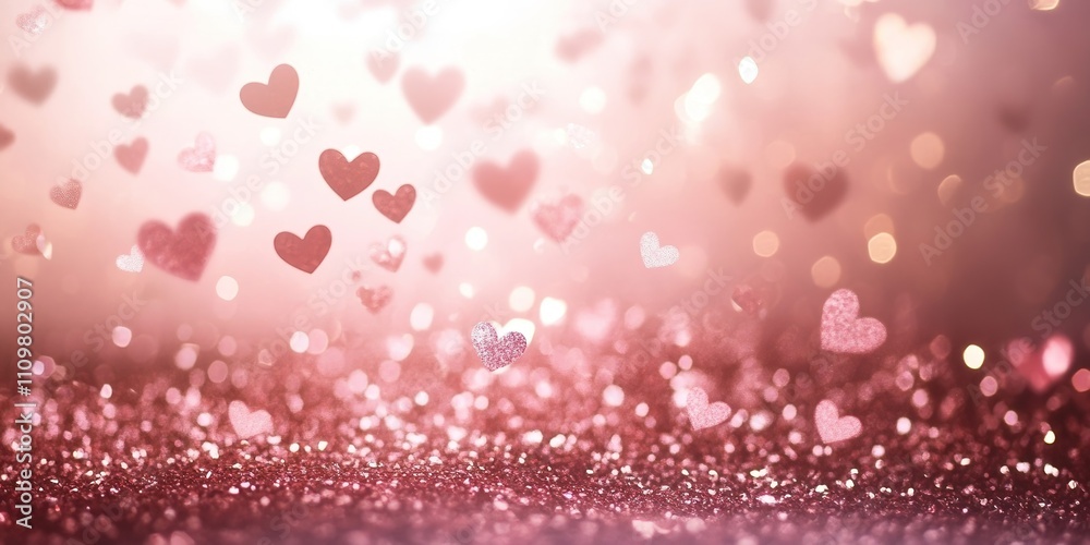 Pink background with many hearts scattered around it
