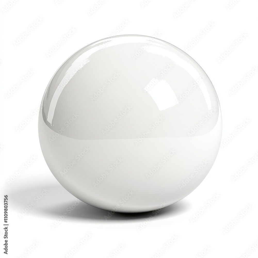 Isolated White Sphere on Clean Background: 3D Rendered Symbol with Soft Shadows