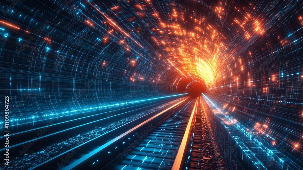 A tunnel showcasing a futuristic design with vibrant neon lights and dynamic motion trails, symbolizing speed, technology, and the journey into the unknown. A tunnel showcasing a futuristic design with vibrant neon lights and dynamic motion trails, symbolizing speed, technology, and the journey into the unknown.