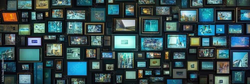 Expansive Multimedia Image Wall Display Featuring Dynamic Videos and Pictures for Advertising Expansive Multimedia Image Wall Display Featuring Dynamic Videos and Pictures for Advertising
