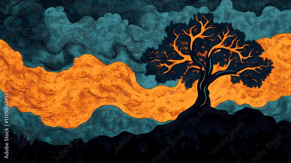 Mystical forest artwork blending pyrography textures with digital art techniques for a magical and atmospheric visual experience. Mystical forest artwork blending pyrography textures with digital art techniques for a magical and atmospheric visual experience.