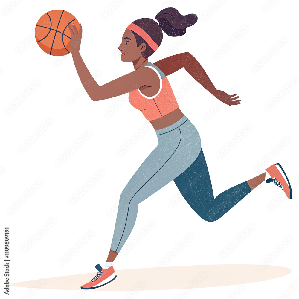 woman playing basketball, UI character