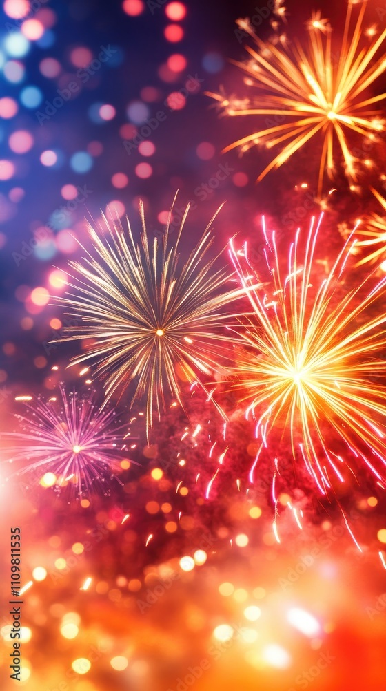 Naklejka premium American flag with fireworks in the background