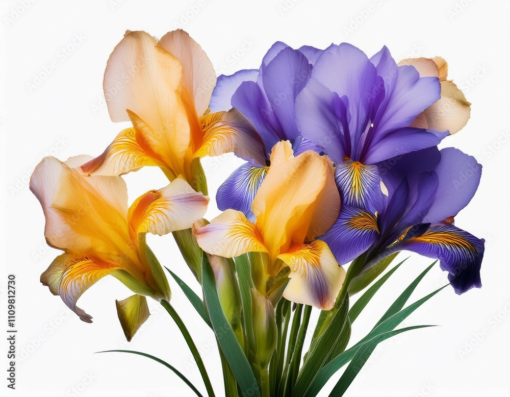 Naklejka premium iris flowers png transparent background
