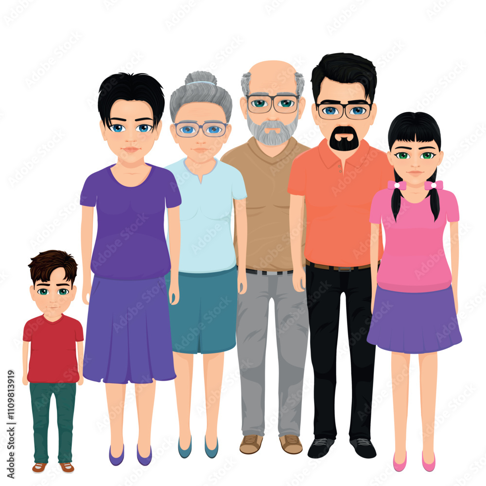 Fototapeta premium An example of a large family with grandparents and grandchildren