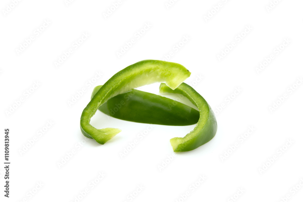 Sweet bell green paprica on a white background Sweet bell green paprica on a white background
