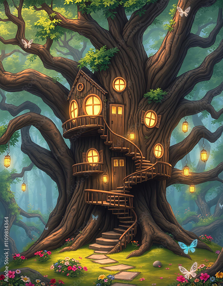 Fototapeta premium a mysterious house in the forest 