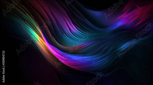 Colorful Lines Flowing Gracefully Against a Dark Background Create a Vibrant Abstract Visual Effect