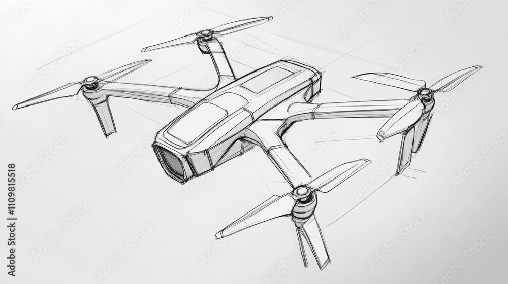 Fototapeta premium 3d pencil draw sketch drone.ai generative