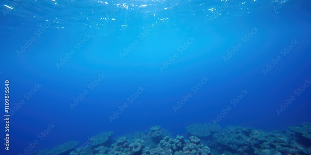 Dark blue ocean surface seen from underwater with rays of sunlight filtering through, creating a mesmerizing and peaceful underwater scene, underwater, nature Dark blue ocean surface seen from underwater with rays of sunlight filtering through, creating a mesmerizing and peaceful underwater scene, underwater, nature