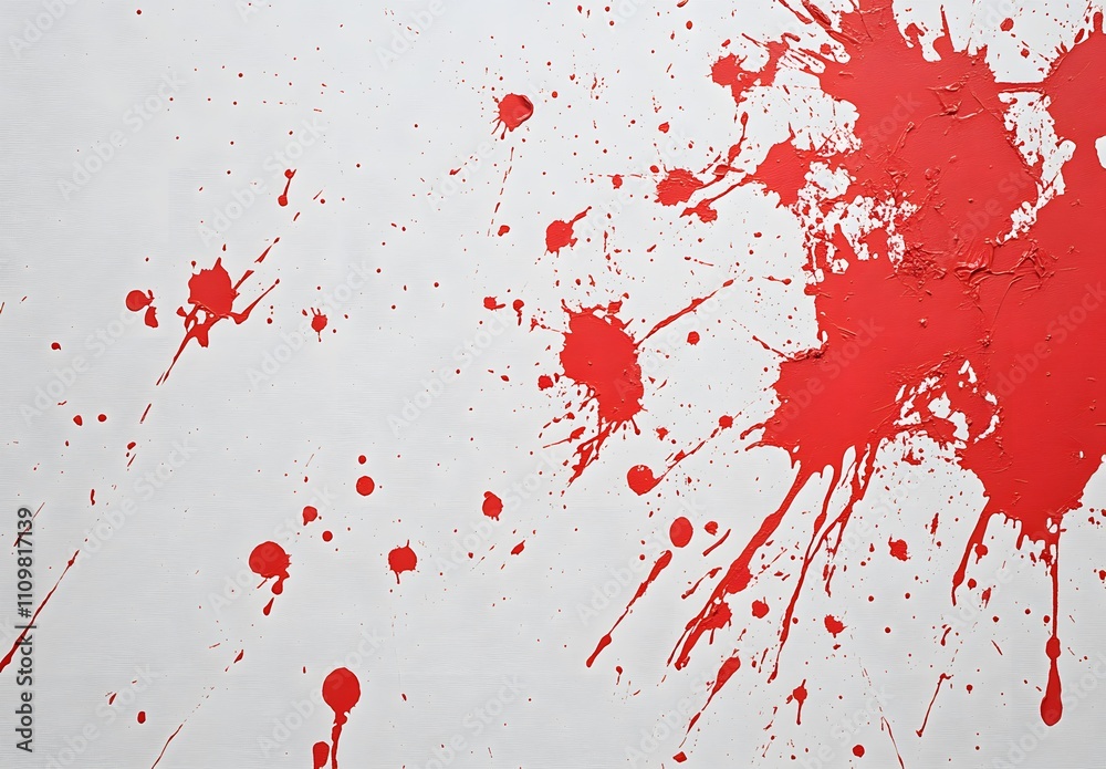 Fototapeta premium Abstract Red Paint Splatter On White Canvas