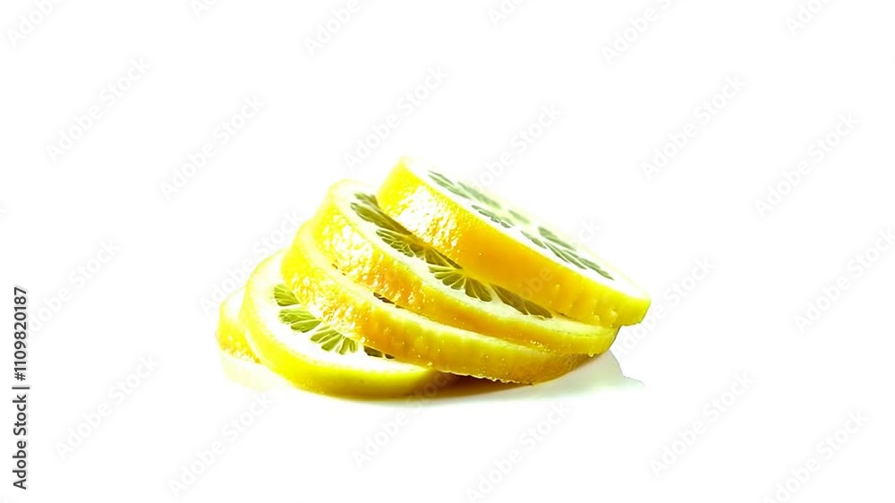A stack of fresh lemon slices on a white background, showcasing vibrant yellow color and detailed texture. A stack of fresh lemon slices on a white background, showcasing vibrant yellow color and detailed texture.