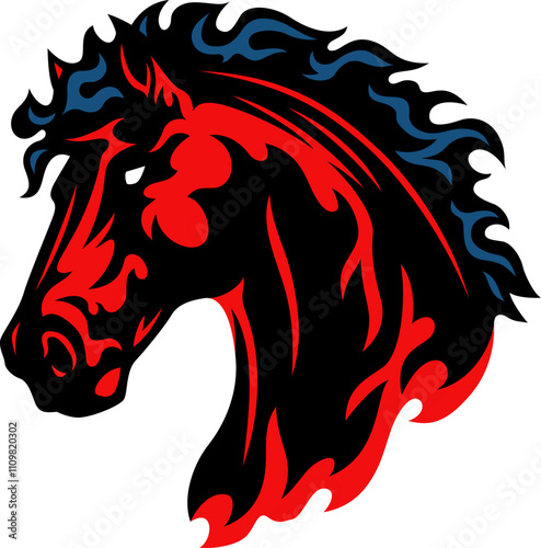 Aggressive Red Horse Mascot Design