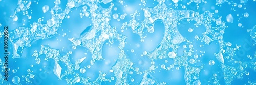 Abstract geometric blue ice texture with a symmetrical pattern resembling frozen crystals, clean, ice, shiny
