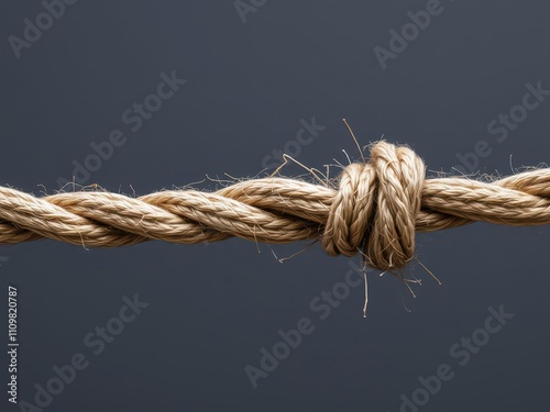 A close-up photo of a frayed and broken rope under intense pressure, showcasing the concept of stress and tension, texture, force, frayed
