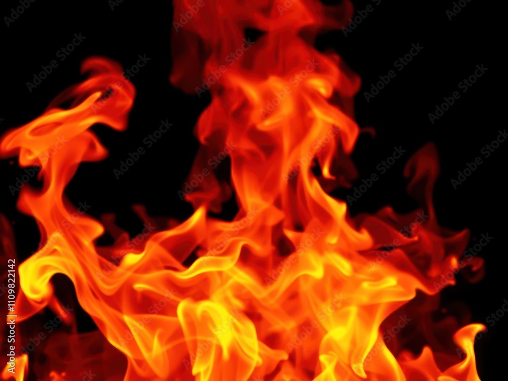 Fiery flames dancing on a black backdrop, dynamic, intense, orange Fiery flames dancing on a black backdrop, dynamic, intense, orange
