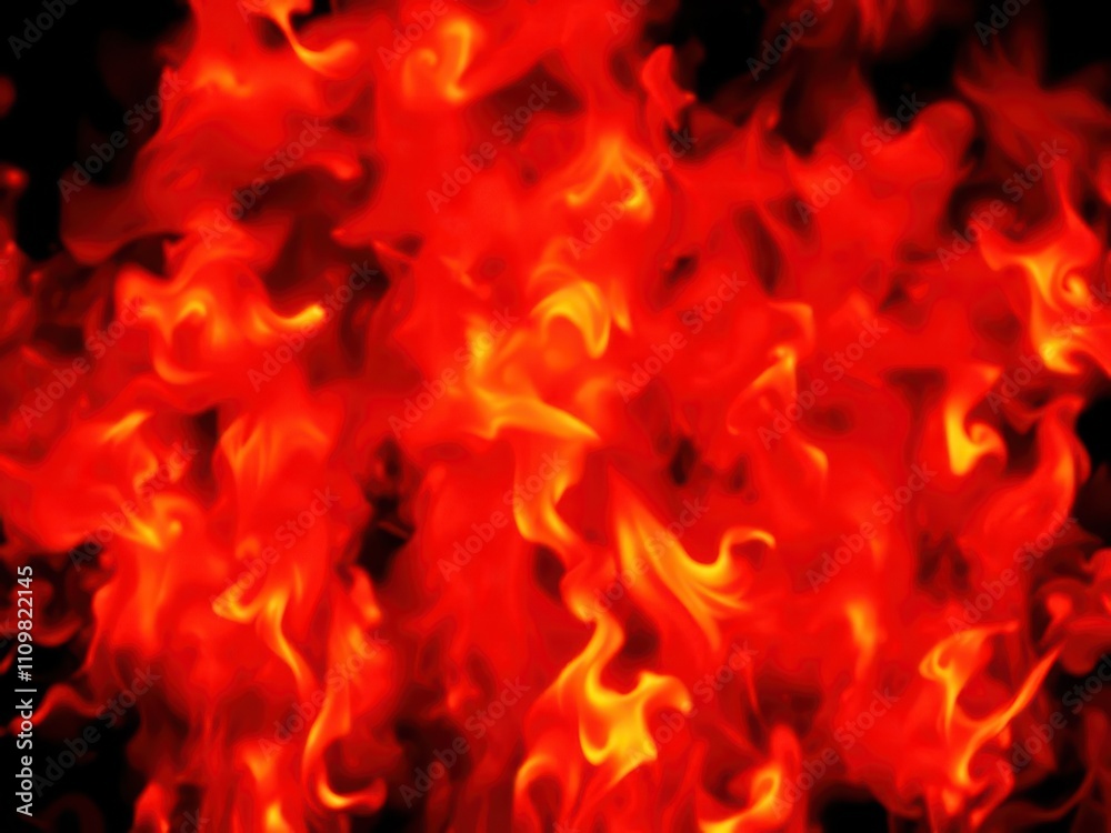 Fototapeta premium Fiery flames swirling on a dark background, abstract, background