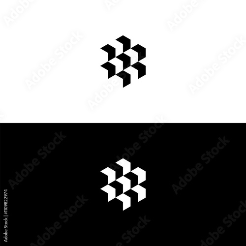 Geometric 3D Cube Pattern Logo Design