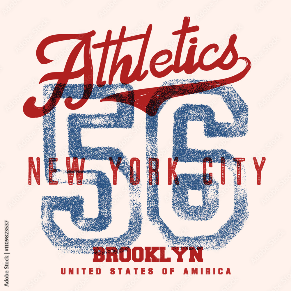 vintage College Text. new York city. Athletics font. Brooklyn United States of America. print design. Vector graphic. sports text print t shirt. vector design .