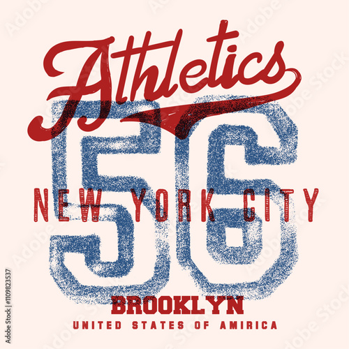 vintage College Text. new York city. Athletics font. Brooklyn United States of America. print design. Vector graphic. sports text print t shirt. vector design .